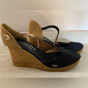 Viscata Satuna Espadrille Canvas Wedges Black EU41